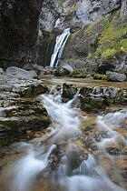 El Estrecho waterfall on the Arazas River. Ordesa y Monte Perdido National Park, Huesca, Spain