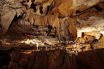 Stalagmites, stalactites and draperies in the caves of Urdax, Navarra, Spain
