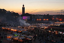 Djemaa el Fna square at dusk, Marrakech, Morocco December 2007