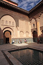 The ornate courtyard of Alí ibn Yusuf Mosque in Marrakech, Morocco December 2007