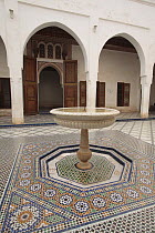 Fountain in the intricate courtyard of Bahía Palace in Marrakech, Morocco December 2007