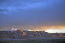 Sunset over the mountains of the Chang Tang Nature Reserve in central Tibet. BBC Wild China: Prog 3. - Tibet. December 2006.