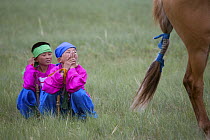 Mongolian children at the annual Nadam horse race, Inner Mongolia. BBC Wild China: Prog 4. - Beyond the Great Wall. June 2006.