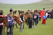 Mongolian horses and jockies before the annual Nadam horse race, Inner Mongolia. BBC Wild China: Prog 4. - Beyond the Great Wall. June 2006.
