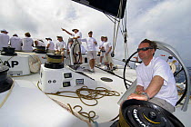 Onboard ICAP "Leopard 3" with Mike Slade at the helm, Gordon Maguire tactician and Richard Faulkner trimming during Antigua Race Week 2008, day 1.