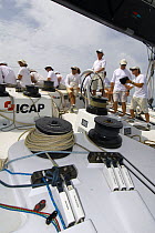 Onboard ICAP "Leopard 3" with Mike Slade at the helm, Gordon Maguire tactician and Richard Faulkner trimming during Antigua Race Week 2008, day 1.
