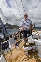 Onboard "Sojana" with Peter Harrison at the helm during Antigua Race Week 2008. Day 2, halfway round the Island Race, Dickenson Bay to Falmouth anti clockwise.