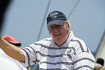 Peter Harrison at the helm of "Sojana" during Antigua Race Week 2008. Day 2, halfway round the Island Race, Dickenson Bay to Falmouth anti clockwise.