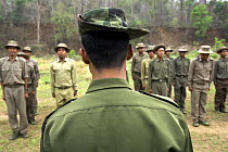 Anti-poaching patrol training at park headquarters, Alaungdaw Kathapa National Park, north-western Burma (Myanmar)