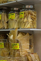 Shark fin for sale in Chinese herbal medicine market, Hong Kong, China