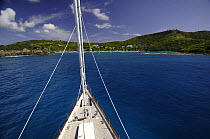 SY "Adele", 180 foot Hoek Design, approaching English Harbour, Antigua, January 2006. Non editorial uses must be cleared individually.