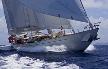 SY "Adele", 180 foot Hoek Design, sailing from St Barts to St Martin, Caribbean 2006.  Non editorial uses must be cleared individually.