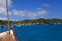 SY "Adele", 180 foot Hoek Design, approaching Saint Kitts, Caribbean. 2006.  Non editorial uses must be cleared individually.