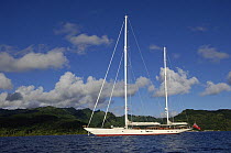 SY "Adele", 180 foot Hoek Design, anchored in French Polynesia, 2006.  Non editorial uses must be cleared individually.