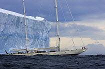 SY "Adele", 180 foot Hoek Design, exploring a tabular iceberg in the Bransfield Strait, 17 January 2007 Non editorial uses must be cleared individually.