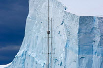 Viewing a tabular iceberg from the crow's nest of SY "Adele", 180 foot Hoek Design, in Bransfield Strait, 17 January 2007. Non editorial uses must be cleared individually.