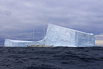 SY "Adele", 180 foot Hoek Design, explores a tabular iceberg in the Bransfield Strait, Antarctica, January 2007 Non editorial uses must be cleared individually.