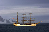 Tall ship "Europa" anchored in Half Moon Bay, Antarctica, January 2007.