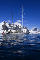 SY "Adele", 180 foot Hoek Design, motoring in the Lemaire Channel, Antarctica, January 2007 Non editorial uses must be cleared individually.