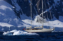 SY "Adele", 180 foot Hoek Design, motoring in the Lemaire Channel, Antarctica, January 2007 Non editorial uses must be cleared individually.