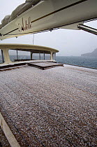 Snow on the deck of SY "Adele", 180 foot Hoek Design, anchored at Rosita Harbour, South Georgia, February 2007 Non editorial uses must be cleared individually.