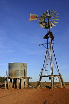 Windmill and bore hole at Bundy Bore sheep station, South Australia