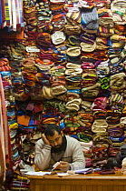 La Medina, traditional market seller in old Marrakech, Morocco, North Africa
