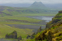 Misty landscape in Dyrhólaey, near Vik, south Iceland