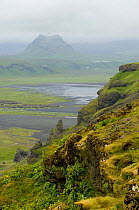 Misty landscape in Dyrhólaey near Vik, south Iceland