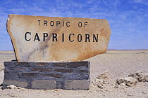 Sign in the central Namib desert marking the Tropic of Capicorn, Namibia