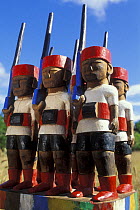 Antandroy Tomb decorated with 'aloalo' (sculptured wooden posts set upright on top of the tomb), South Madagascar