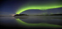 Northern lights, Aurora borealis with Aurora arch viewed over the sea, Gulf of Bothnia, Finland