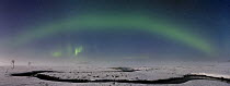 Northern lights, Aurora borealis, 180 degree Aurora arch in moonshine, North Finland 2007