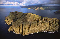 Aerial view of Cape Tikapo and the southern coast of Nuku Hiva Island, Marquesas Islands, French Polynesia