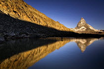 The Matterhorn (4478m) with reflection in Lake Riffelsee, Switzerland