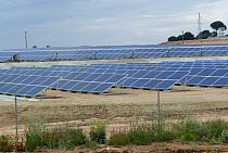 Solar panels at solar farm in Castille, spain