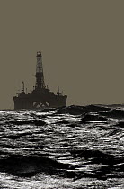 Silhouette of the oil rig J.W McLean in the North Sea, September 2006