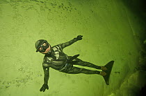 Julia Petrik  free-diving (without air supply) under the ice in the White Sea, Northern Russia March 2008