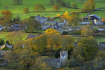 View over village of Arncliffe, Littondale, Yorkshire Dales National Park, England, UK, autumn