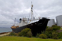 An exhibit at Whale World - a whaling ship, complete with a harpoon on the bow, at an old whaling station,  Albany, Western Australia