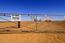 Dog fence to keep dingos out of sheep raising area on the edge of Muloorina Station (Cattle station) Marree, South Australia