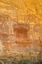 Quinkan rock art particular to the Cape York region, Split Rock Art Site, Laura, Cape York, Queensland, Australia. Restrictions: Editorial use only
