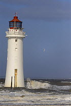 Perch Rock Lighthouse in a storm, Wirral, Merseyside, UK, March 2008