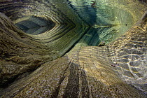 Underwater landscape in Verzasca River, Ticino, Switzerland, February