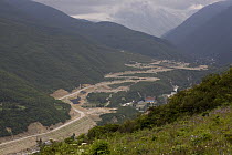 Road construction in Kangding, Sichuan, Tibet, China
