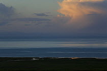 Sunset over Koko Nor lake, Tso Ngonbo, Qinghai Hu, Qinghai Province, Tibet, Amdo, China