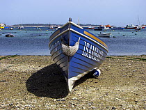 Bristol's Cornish Pilot Gig "Isambard" on Town Beach, St. Mary's, Isles of Scilly, for the 19th World Pilot Gig Championships, May 2008.