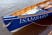 bow of Bristol Pilot Gig Club's "Isambard" on Bristol's Floating Harbour, England, UK    , July 2008