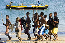 Party where young people from neighbouring Vezo villages come and fight, Anakao, South of Tulear (Tolagnaro), Madagascar