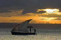 Fishing boat at dawn, Ramena beach, Diego Suarez (Antsiranana) in North Madagascar.
